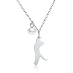 925 Sterling Silver 0.6 Carat Pearl Necklace for Women