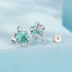 925 Sterling Silver Earrings with Transparent Glass and Oxidized Finish for Women