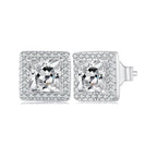 925 Sterling Silver Earrings with Pavé Setting CZ and Platinum Plating.