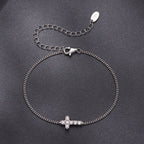 925 Sterling Silver Moissanite Bracelet 15+6cm, Plated White Gold, for Women