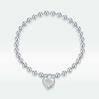 925 Sterling Silver Bracelet with Pavé Setting CZ and Platinum Plating, 17cm for Women
