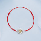 925 Sterling Silver Adjustable Length Bracelet with CZ and Glass Pendant for Women