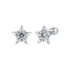 925 Sterling Silver Earrings with Pavé Setting CZ in White Gold