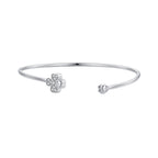 925 Sterling Silver Bracelet with Pavé Setting CZ, Inner Diameter 550mm, 2.0mm Wide, Unisex