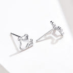925 Sterling Silver Earrings for Women, 0.5-0.6cm, Bone and Dog Design, Platinum Plated