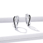 925 Sterling Silver Earrings 1.3*0.4cm with Pavé Setting CZ for Women