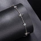 925 Sterling Silver White Gold Plated Bracelet with Moissanite, 15+6cm, for Women