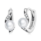 925 Sterling Silver Earrings with Quality Shell Pearl and Oxidized Silver for Women