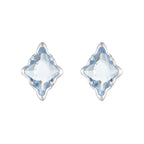 925 Sterling Silver Earrings with Transparent Glass and White Gold Plating