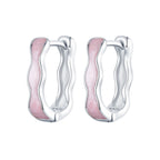 925 Sterling Silver Earrings with Enamel in White Gold Finish - 13*3mm for Women