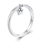 925 Sterling Silver Oxidized Round Paw Print Ring Size 6.0 for Women