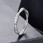 925 Sterling Silver Moissanite Ring with 0.15-0.2cm Gems for Women - Size 6