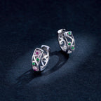 925 Sterling Silver Earrings with Pavé Setting CZ, 1.2*0.5cm, for Women