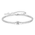 925 Sterling Silver Moissanite Bracelet 15+6cm with White Gold Plating for Women