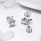 S925 Sterling Silver Earrings with Oxidized Finish and Pavé Setting CZ