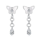 925 Sterling Silver & Brass Earrings with White Gold Plating, 2.0x0.8cm for Women