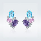 925 Sterling Silver Earrings with Transparent Glass, 1.6*1.1cm for Women