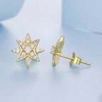925 Sterling Silver Pavé Setting Gold Plated Earrings