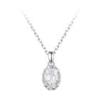 925 Sterling Silver 1 Carat Moissanite Necklace with Pavé Setting, 400 mm Length for Women