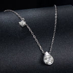 925 Sterling Silver + Moissanite Adjustable Necklace for Women - White Gold 0.5ct & 0.1ct