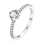 925 Sterling Silver Plated Platinum 0.60 Carat Zircon Ring Size 6 for Women