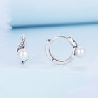 925 Sterling Silver Earrings with Quality Shell Pearl and Oxidized Silver for Women