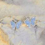 925 Sterling Silver Enamel White Gold Plated Earrings for Women - 1.0x1.2cm