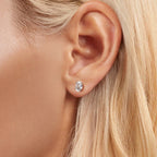 925 Sterling Silver Earrings with Pavé Setting CZ, 0.7*0.5cm, for Women