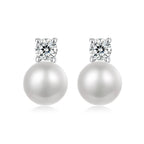 925 Sterling Silver Moissanite 0.1ct Freshwater Pearl Earrings for Women