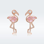 925 Sterling Silver 1.5x0.7cm Plated Rose Gold CZ Earrings for Women