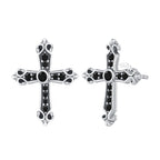 925 Sterling Silver Earrings with Pavé Setting CZ in Oxidized Silver, 15x12mm for Women