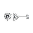 925 Sterling Silver Moissanite Earring 0.7cm White Gold Plated for Women