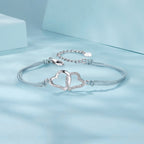 925 Sterling Silver Bracelet with Pavé Setting CZ, 170+50mm Length, White Gold Plated for Women