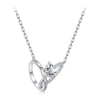 925 Sterling Silver White Gold Plated 40+5cm Necklace with Pavé CZ for Women