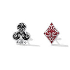 925 Sterling Silver Oxidized Enamel Plum Blossom Earrings for Women - 1.2 x 1.0 cm