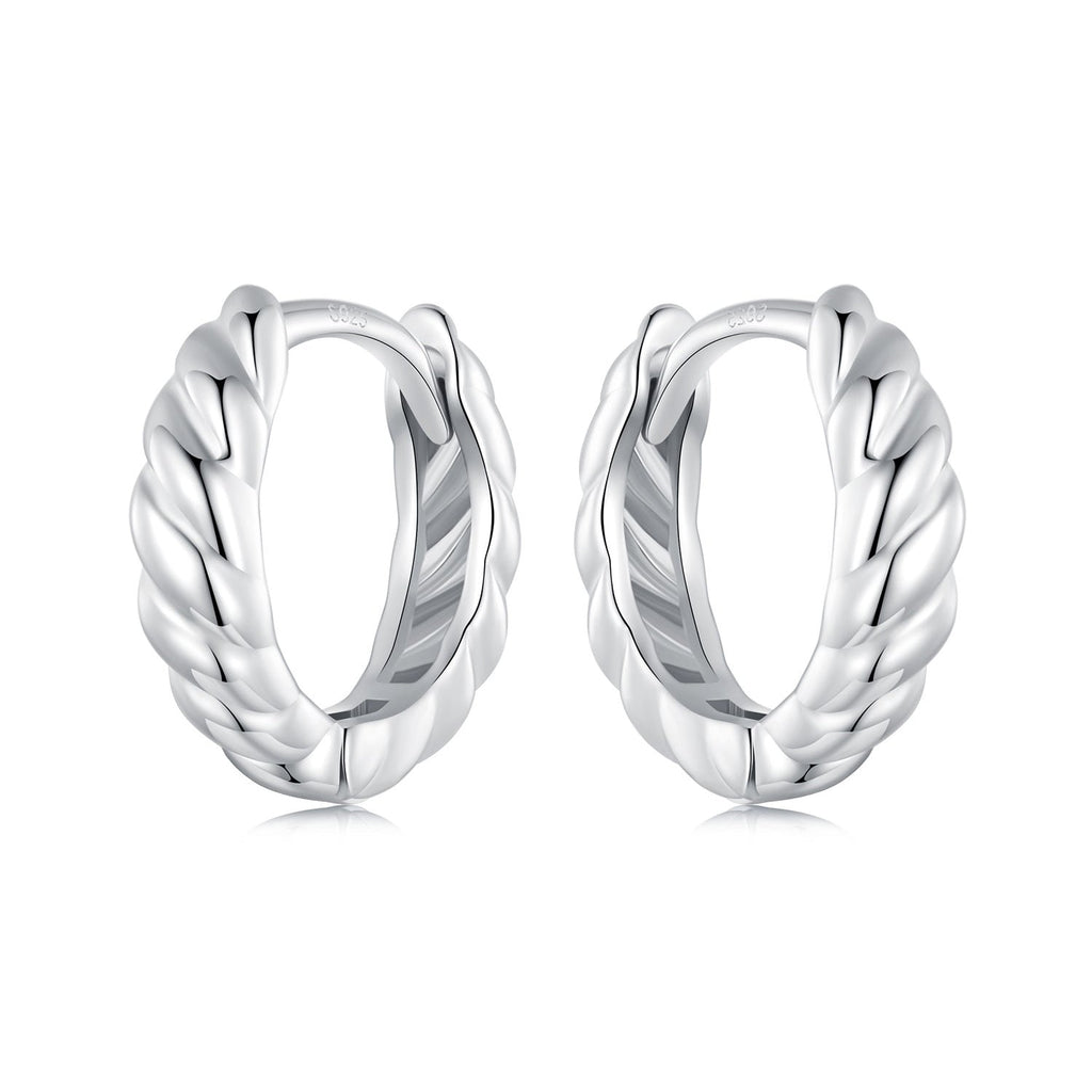 925 Sterling Silver Plated White Gold Earrings for Women - Size 11*3mm