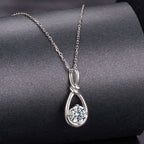 925 Sterling Silver 1 Carat Moissanite Necklace with White Gold Plating - 40+5cm Length for Women