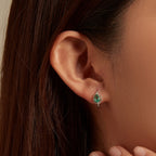 925 Sterling Silver Earrings with Pavé Setting and Transparent Glass