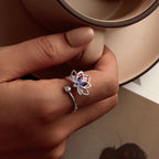 925 Sterling Silver Pavé Setting CZ & Synthetic Tourmaline Ring for Women
