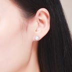 925 Sterling Silver Freshwater Pearl Earrings with CZ for Women