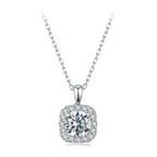 925 Sterling Silver Moissanite 1.4x1.0cm White Gold Plated Necklace 40+5cm for Women