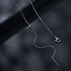 925 Sterling Silver + Moissanite Adjustable Necklace for Women - White Gold 0.5ct & 0.1ct