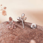 925 Sterling Silver White Gold Plated Enamel Earrings 0.9*1.0cm for Women