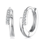 925 Sterling Silver Earrings with Pavé Setting CZ in White Gold for Women