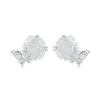 925 Sterling Silver White Gold Plated Resin Earrings 8x10mm for Women
