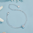 925 Sterling Silver White Gold Plated Bracelet with Enamel Process