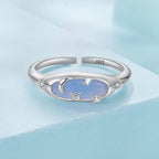 925 Sterling Silver & White Gold Luminous Stone Ring for Women