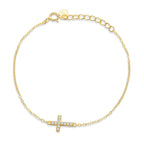 925 Sterling Silver Bracelet with Pavé Setting CZ, 155+25mm for Women