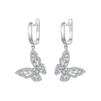 925 Sterling Silver Earrings with Pavé Setting CZ, 37x19mm for Women