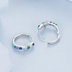 925 Sterling Silver Earrings with Pavé Setting CZ in White Gold for Women